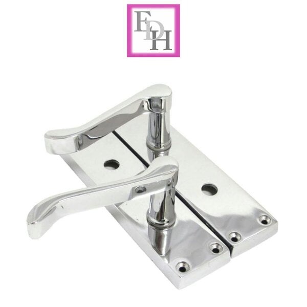 EDH Door Hardware Chrome Bathroom Victorian Style Door Handle Privacy Lock + Bathroom SASH Lock x1