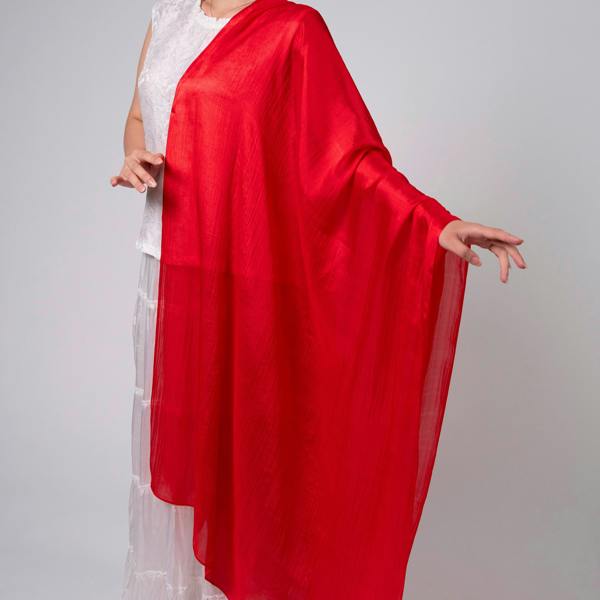 Bright Red Silk Scarf – Hand-Dyed Mulberry Silk, Christmas Gift & Wedding Wrap