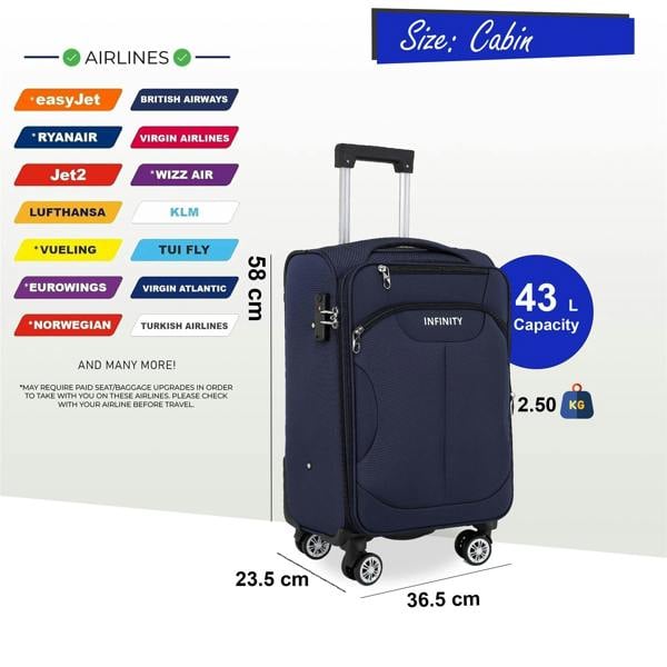 Infinity Luggage 8 Wheel Lightweight Suitcase Luggage TSA Travel Bags Set