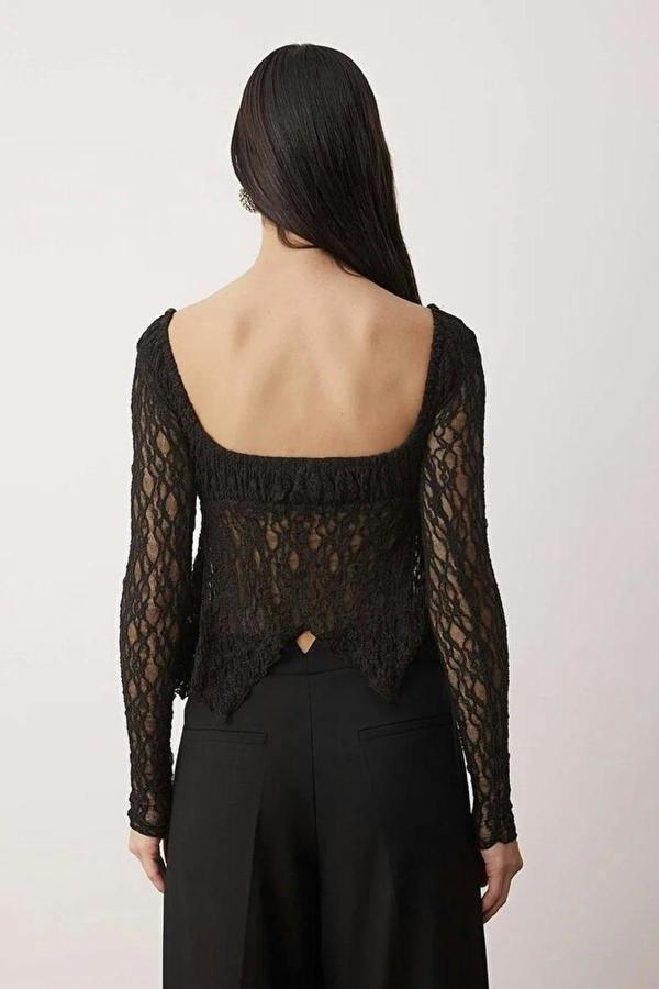 WOVCOR Square Neck Unlined Lace Party Blouse