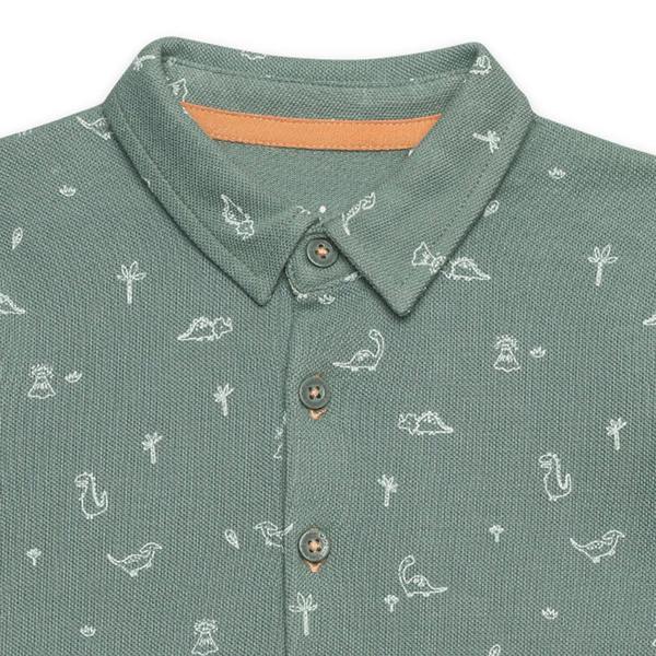 Mini Cuddles Baby Boys All-Over Dinosaur Printed Polo T-Shirt, Green