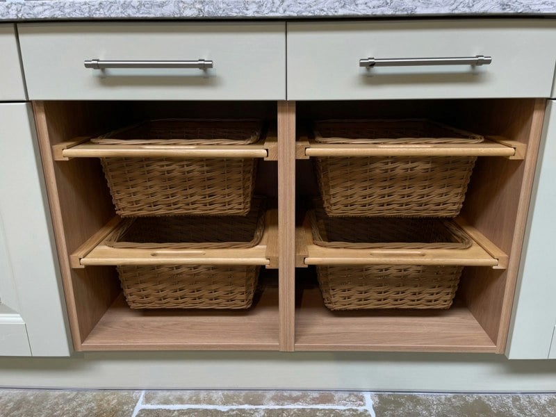 Kukoo 3 x Pull Out Wicker Kitchen Baskets 500mm