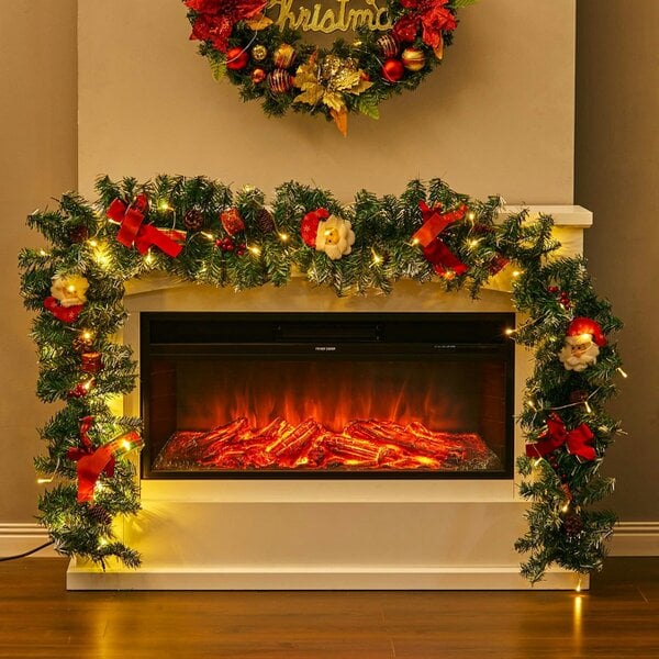 Living and Home 🎁 Cute Pre-lit Artificial Christmas Garland with Santa for Door and Mantel (Discount)