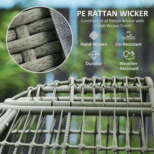 Wyld Haus Tomova Grey Rattan Rope Grey Egg Chair with Cushions And Matching Pillows