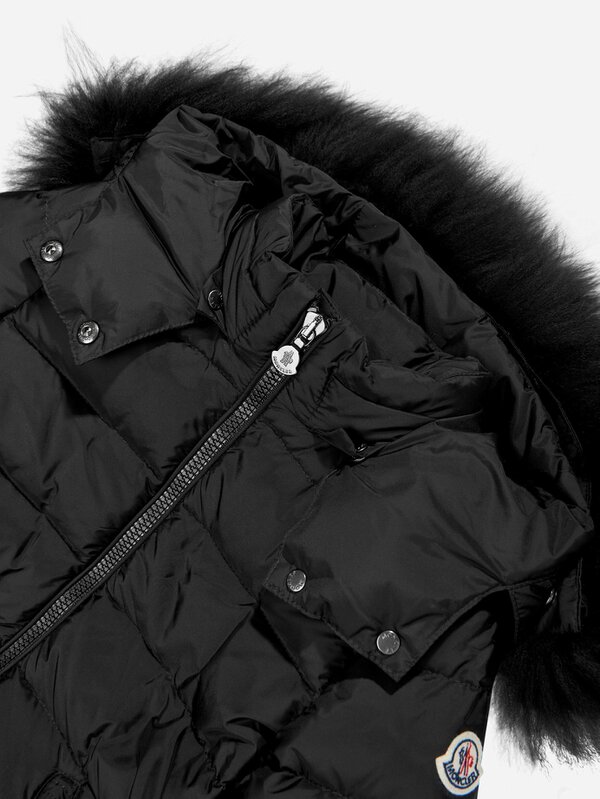 Moncler Enfant Girls Down Padded Abelle Long Coat in Black