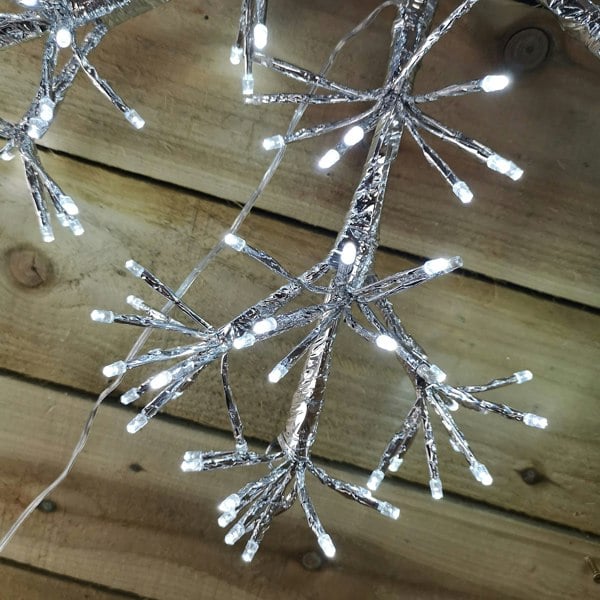 Samuel Alexander Premier 60cm Silver Starburst Snowflake Wall Window Decoration with 300 White LEDs