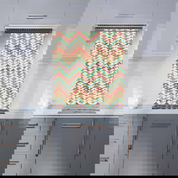 Warren Reed - Designer Geometric Vintage Colored Chevron Pattern Kitchen Splashback
