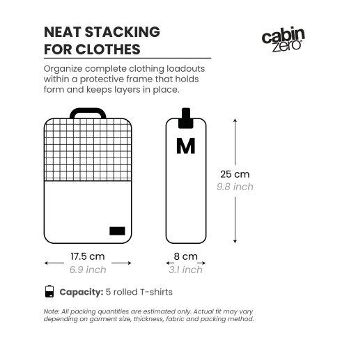 CabinZero Lux Packing Cube (Medium), Premium Structured Organiser for Essentials