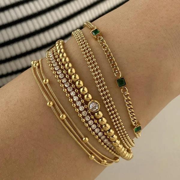 Elk & Bloom Triple Satellite Chain 14K Gold Link Bracelet