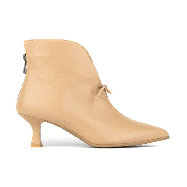 Embassy London Regent - Cream - Women's Leather Ankle Boot with kitten heel
