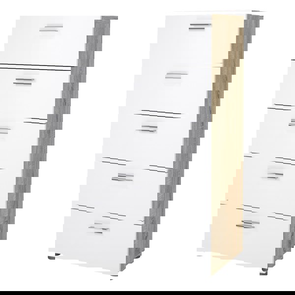 Furniture To Go Pepe Chest of 5 Drawers in Oak with White High Gloss