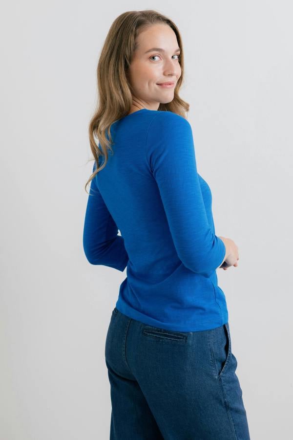 Lily & Me Monica Organic Cotton Jersey Top Silver Cobalt
