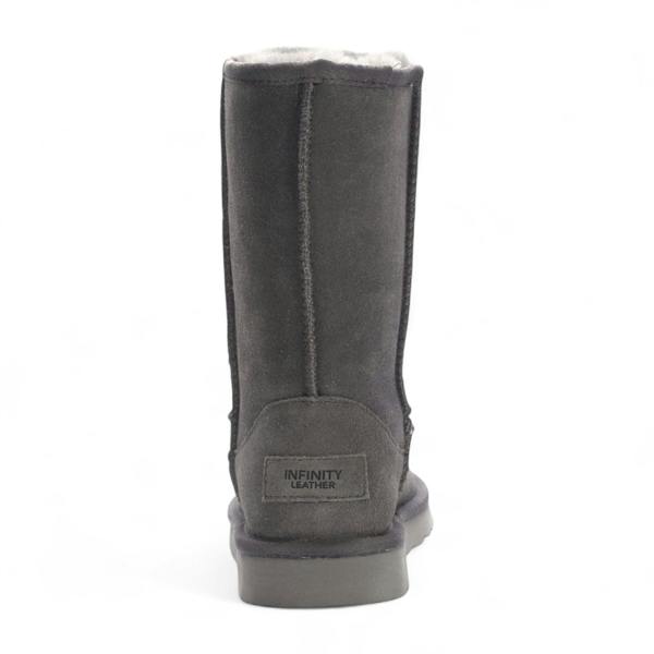 Infinity Leather Women's Genuine Sheepskin Grey Suede Slip-On Ankle Winter Boots - Dusk