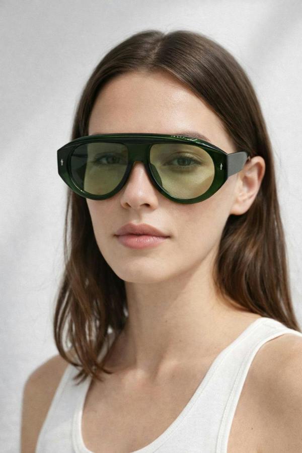 SVNX Oversized Bold Aviator Sunglasses in Green
