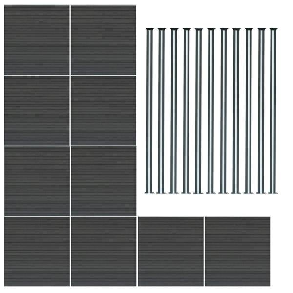 Monstershop Composite Fence Panel x 10 & LED Posts x 11 - Grey