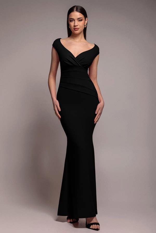 Bardot Pleated Maxi Dress - Black DR1092