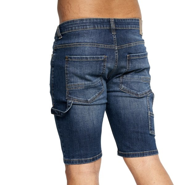 Crosshatch Mens Carpenter Denim Vintage Shorts - Dark Wash