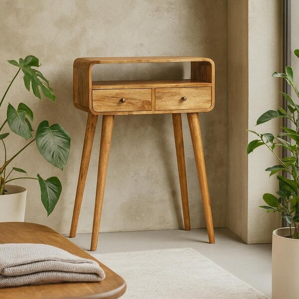 Wyld Haus Peschiera Mini Curved Oak Mango Wood Console Table