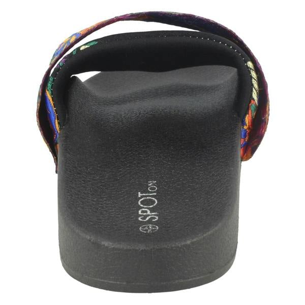 Spot On Ladies Spot On Chinese Print Mule Sandals