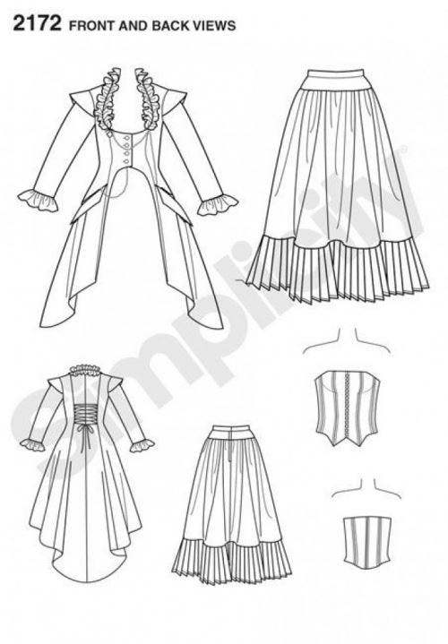 Simplicity Sewing Pattern 2172, Costumes, Vintage Style for Women, 6-8-10-12 - Intermediate
