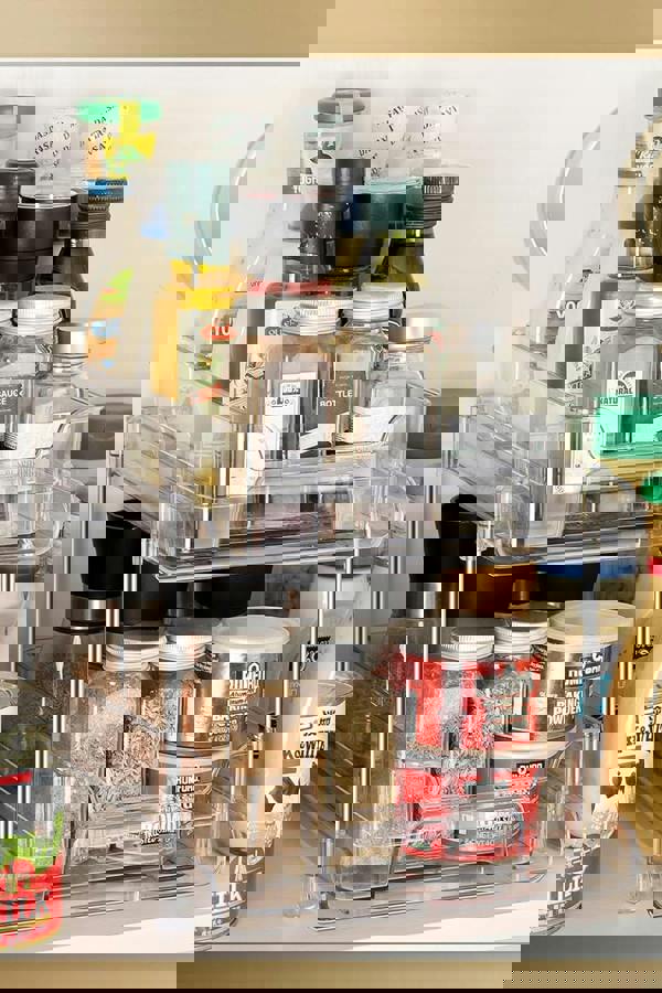 Living and Home 2-Tier Clear Storage Organizer Spice Rack with Pull-out Drawer for Kitchen & Bathroom