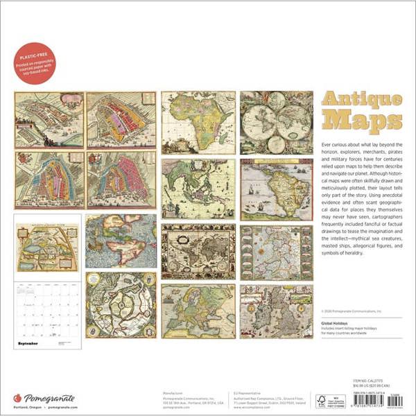 Antique Maps Calendar 2027, Wall Calendars, Month To View, History & Literature, Gift