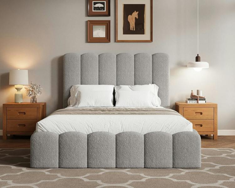 Groundlevel Kingsley Boucle Upholstered Gas Lift Ottoman Bed Frame