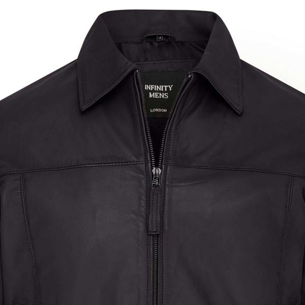 Infinity Leather Mens Retro Classic Leather Harrington Biker Jacket - Drammen