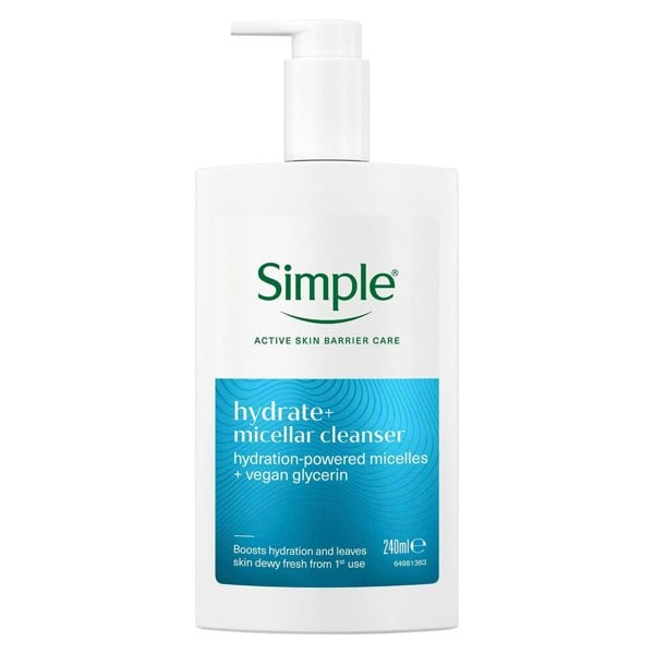 Simple Hydrate+ Micellar Facial Cleanser Refreshing Gentle Face Wash, 240ml