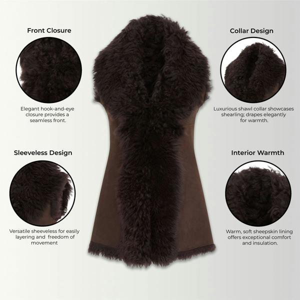 Infinity Leather Women's Toscana Shearling Nappa Leather Sheepskin Gilet - Parkes