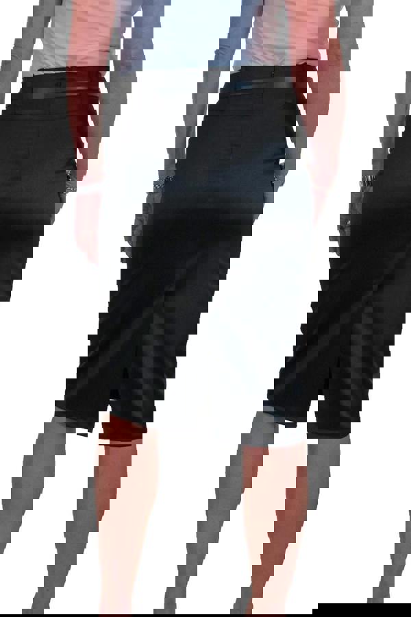 Paulo Due Women's Belted Satin Knee Length Pencil Skirt