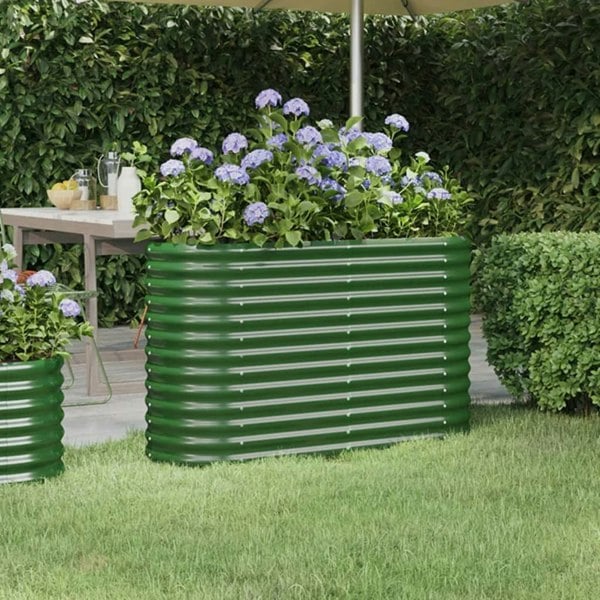 Berkfield Garden Raised Bed Powder-coated Steel 114x40x68 cm Green