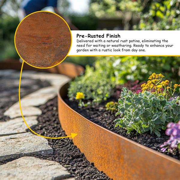 Nicoman Corten Metal Lawn Edging Garden Border Roll - 5m / 10m