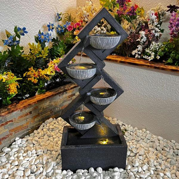 Tranquillity Water Features Diamond Pouring Bowls Contemporary Water Feature