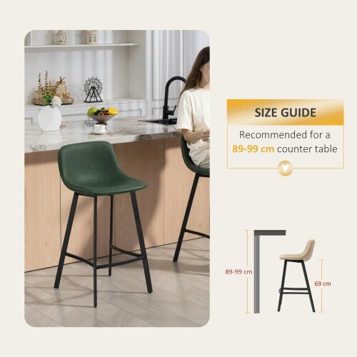 Wyld Haus Noso Tane Set Of 2 Green Faux Leather Upholstered Dining Bar Stools
