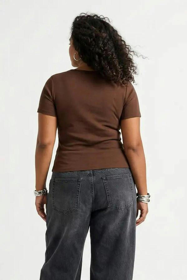WOVCOR Pool Neck Fitted Knitted Plus Size Blouse
