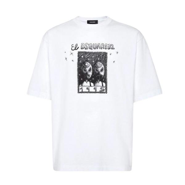DSquared2 Mens Cartoon T-Shirt - White - 