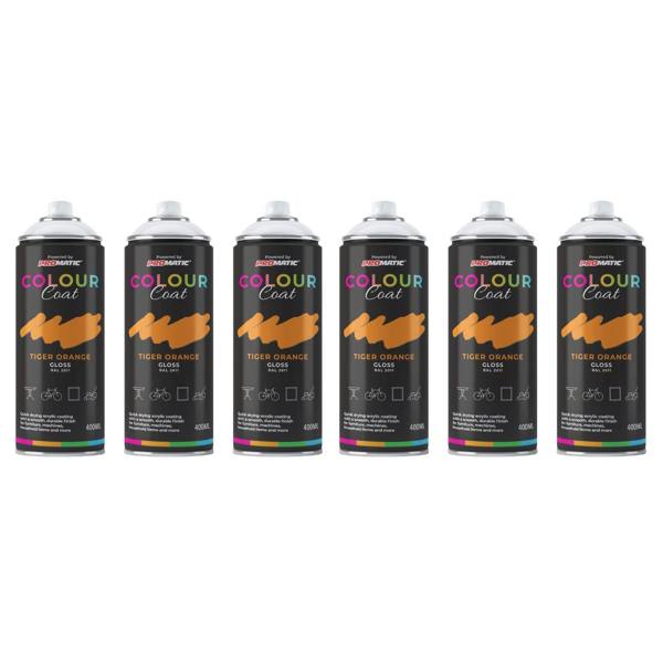 Colour Coat 6X Tiger Orange RAL 2011 Gloss Spray Paint 400ml