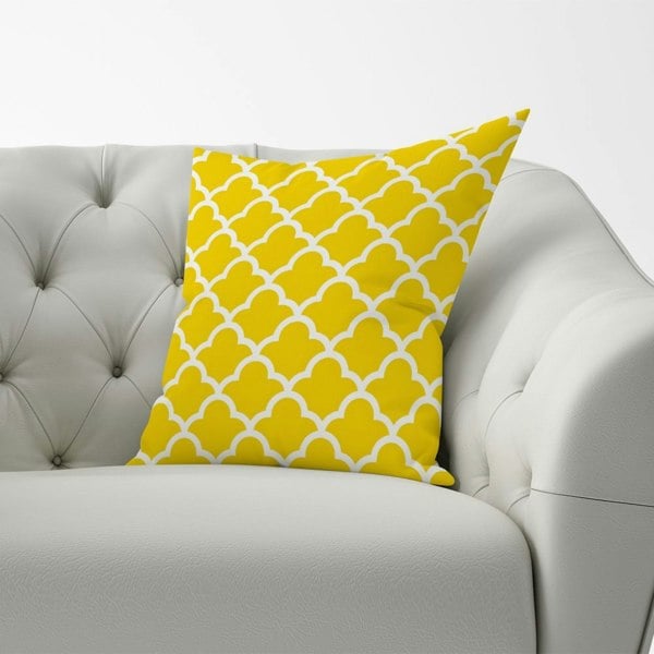 Warren Reed Geometric Yellow Quatrefoil Wave Cushions