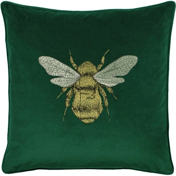 Paoletti Hortus Bee Cushion Cover - Emerald Green