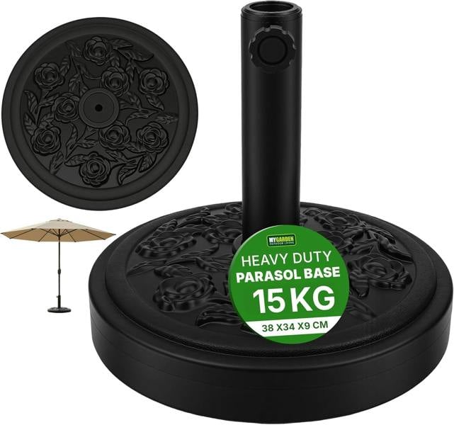 My Garden Outdoor Living My Garden Parasol Base 15kg-Heavy Duty Outdoor Umbrella Stand-Adjustable Knob & Locks Parasols Securely for Patio & Garden