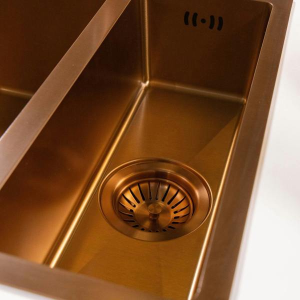 Flode Möckeln | 1.5 Bowl Stainless Steel Kitchen Sink | Inset or Undermounted | Strainer Wastes Supplied | Copper Finish