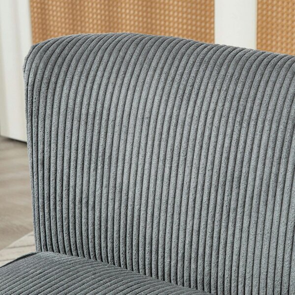 Wyld Haus Dinovi Grey Corduroy 2 Seater Sofa Natural Wooden Legs