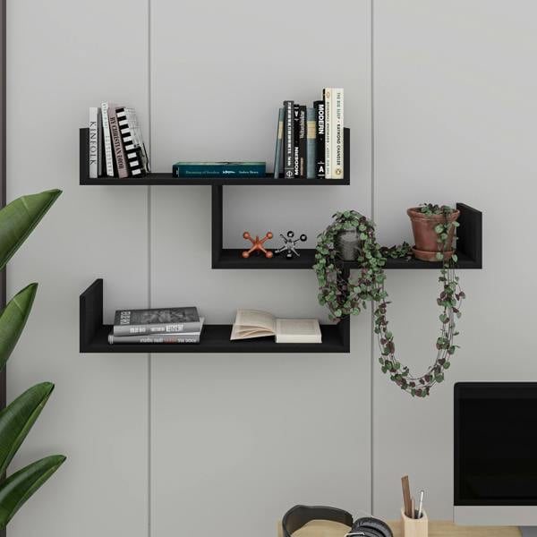 Decortie Modern Tibet Wall Mounted Shelf Floating Bookcase Display Unit 66.5x119x22cm