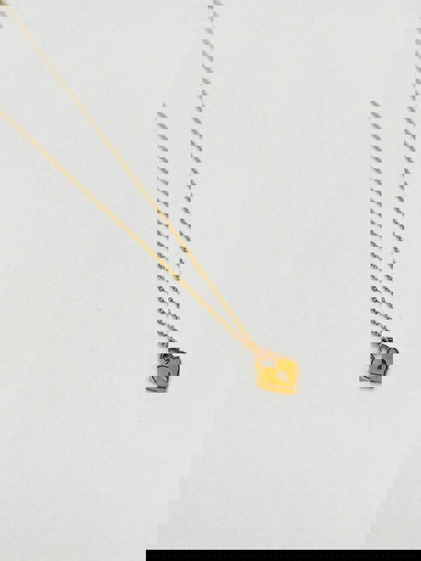 SVNX Gold Plated Heart Keyhole Pendant Necklace