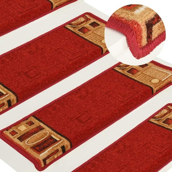 Berkfield Stair Mats Self-adhesive 10 pcs 65x21x4 cm Red