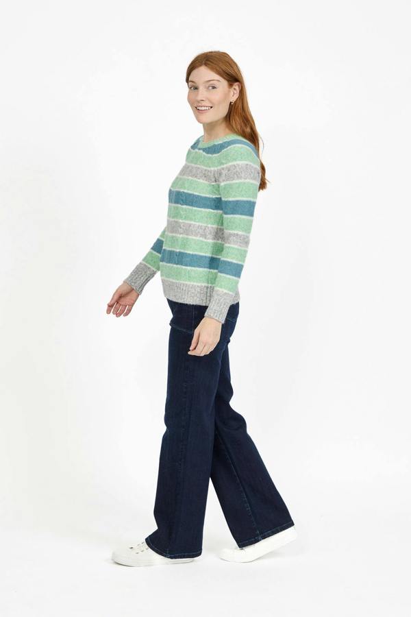 Mudflower Cable-Knit Stripe Jumper