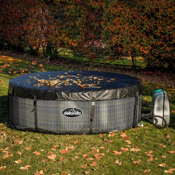 Dellonda DL91 Hot Tubs Action shot - with cover - autumn - leaves