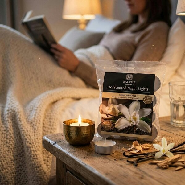 Baltus Vanilla & Sandalwood Scented Tealight Candles, Pack of 20
