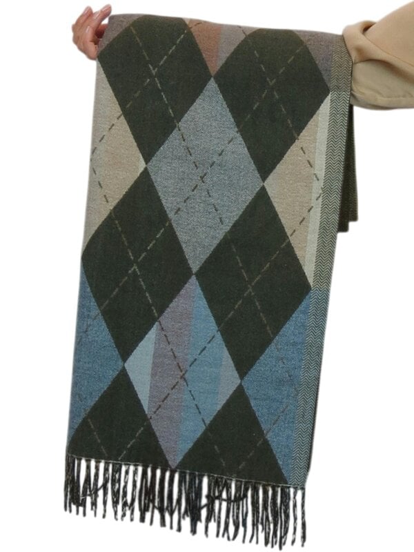 Paulo Due Wool Blend Reversible Argyle Pashmina Scarf